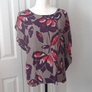 Four Square 100% Silk Purple/Grey Caftan Top